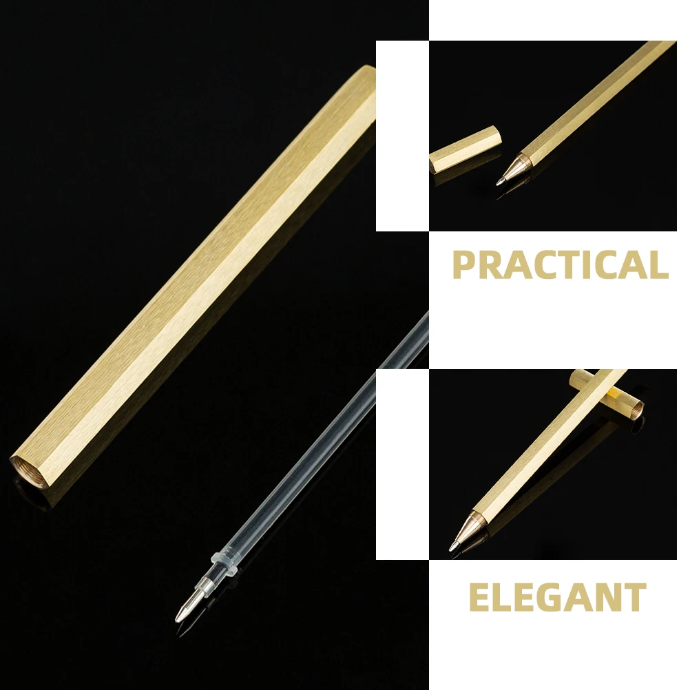 

1pc Copper Pen Handcrafted Six-Sided Metal Gel Pen For Writing Drawing Office School Stationery Gift Vintage Creative Student