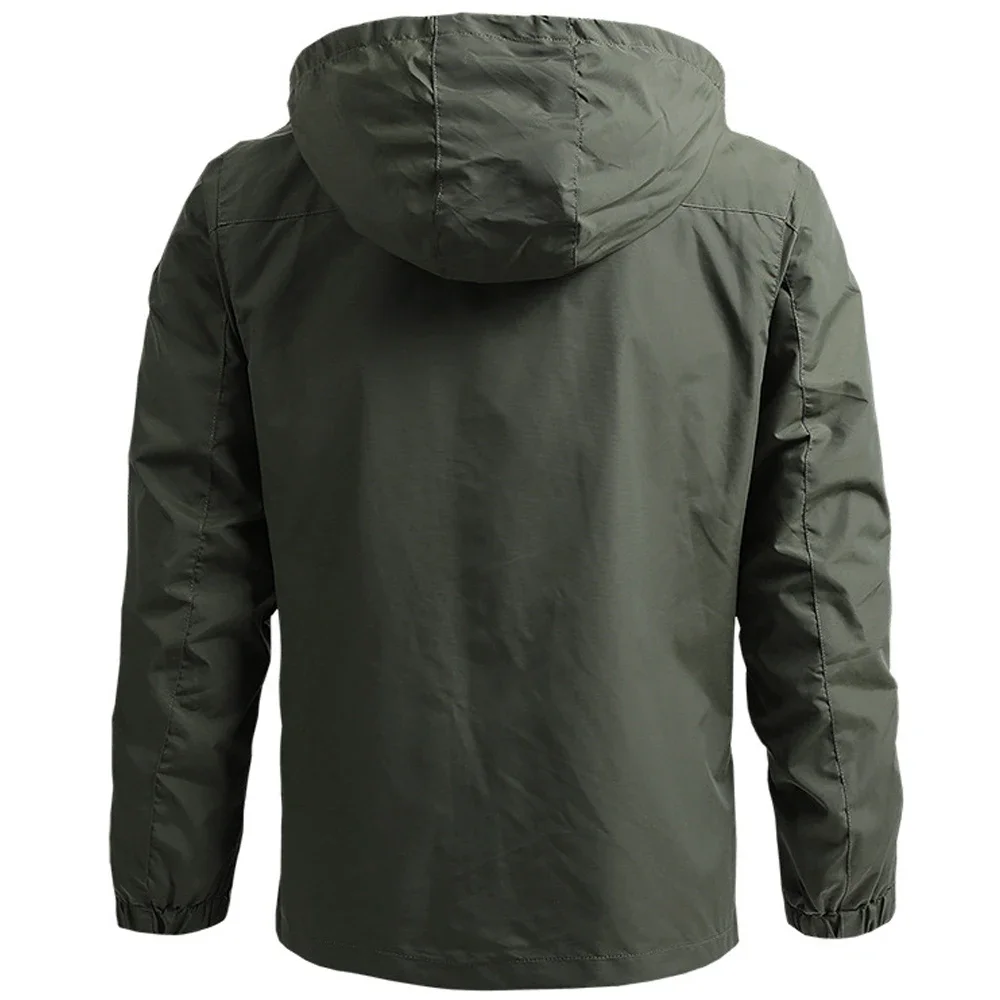 Windbreaker Men Tactical Jackets Waterproof Outdoor Hooded Coat Sports Field Climbing Thin Outwear Hiking Clothes Lightweight