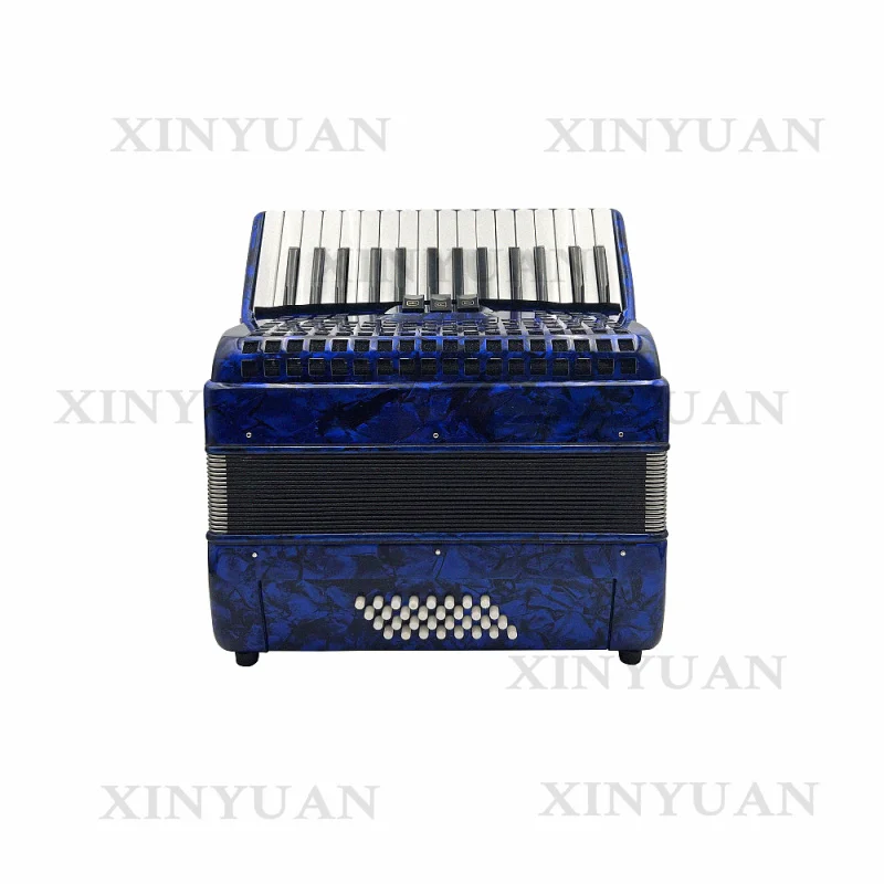 Chromatic Piano Accordion JP3032B, 30 Keys 32 Bass Student Wood Instrument, Blue Celluloid with 3 Registers