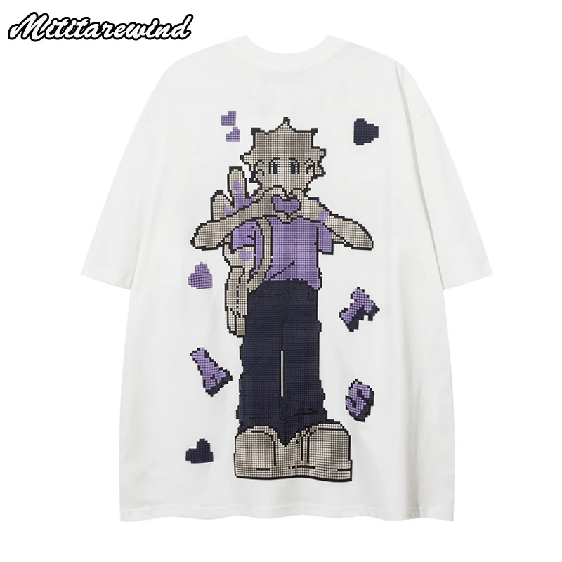 

Summer Hipster T Shirts Cartoon Character Printed Oversized T Shirt Casual Loose Short Sleeve Cotton Tops Tees Graphic T Shirts