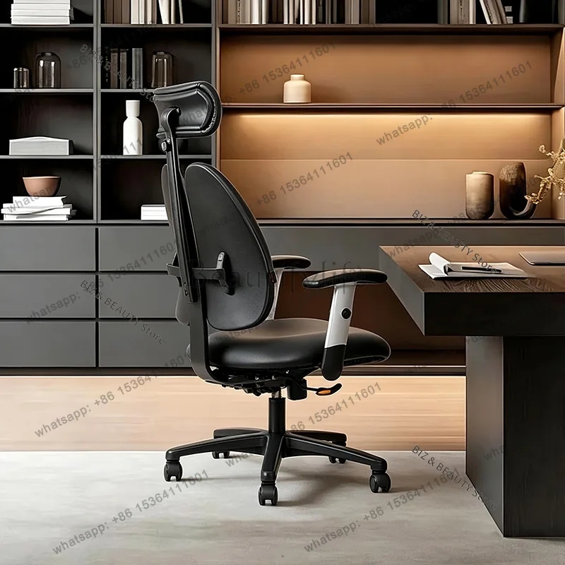 LSRgonomic Office Chair Double Back Support Executive PU Leather Desk Chair Wheels Adjustable Computer Task Home Office JT40