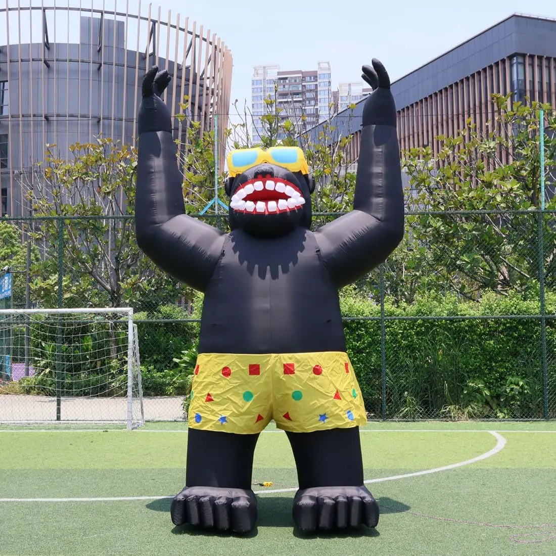 Popular Giant Inflatable Gorilla Fireworks Rocket Fire Arrow Replica Huge Cartoon Characters With Banner For Advertising