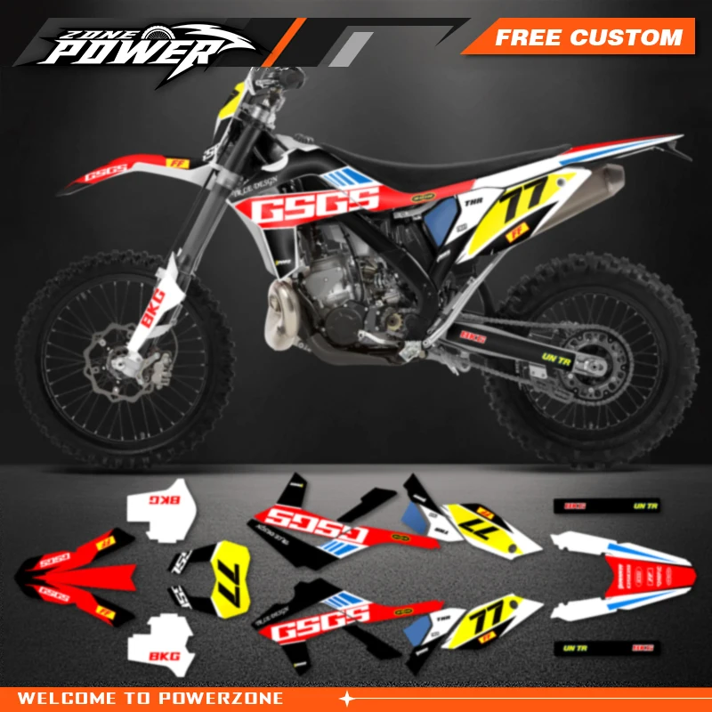 Powerzone Custom Team Graphics Background Decals Stickers Kit for Gasgas Gas Gas EC MC 2012 2013 2014 2015 2016 2017 06