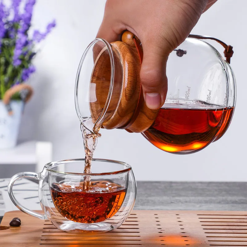 2PCS Glass Coffee Server Pot With Scale Cold Brew Iced Drip Lower Pot Household Transparent Measuring Beverage Vessel