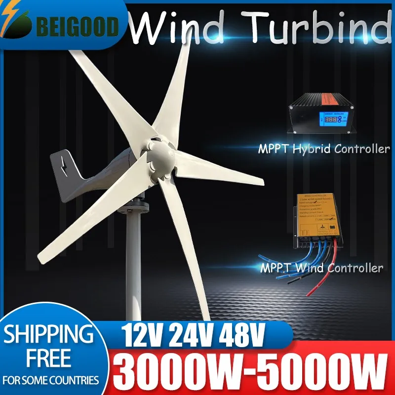 3000W 5000W Windmills Wind Turbine Generator Home Use Power 3 Blades 12v 24v 48v Free Energy Magnetic Camping for you MPPT Wind