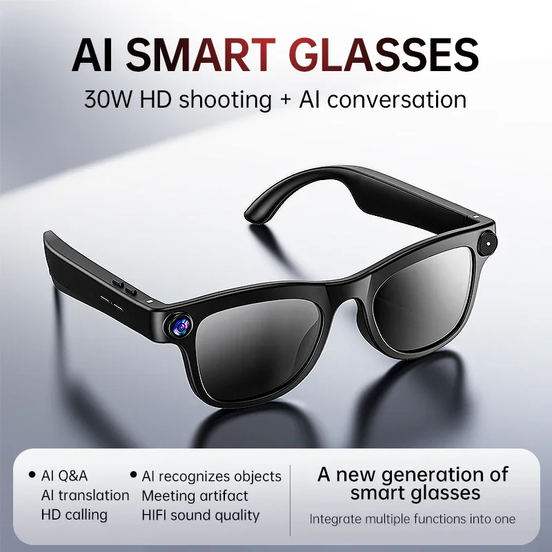 Lenovo Smart AI Glasses 1600W HD 8K Shooting Camera Photo Voice Call Translation Bluetooth AI Camera Glasses For Men Women