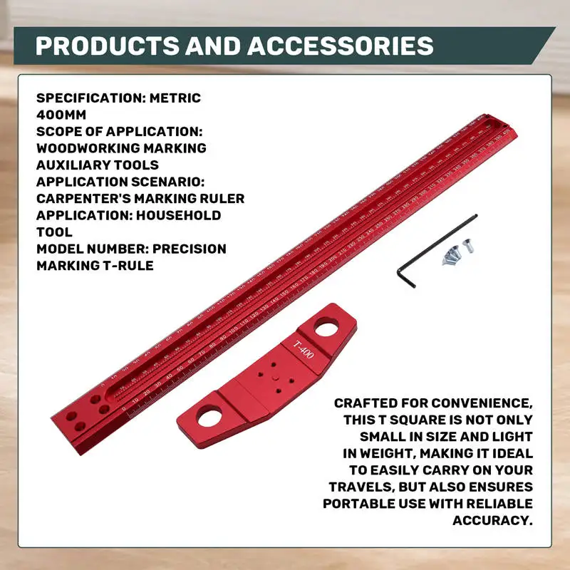 BAAG-Regla en T de marcado de precisión, regla de dibujo de carpintero, regla de marcado de carpintería, regla estándar de aleación de aluminio