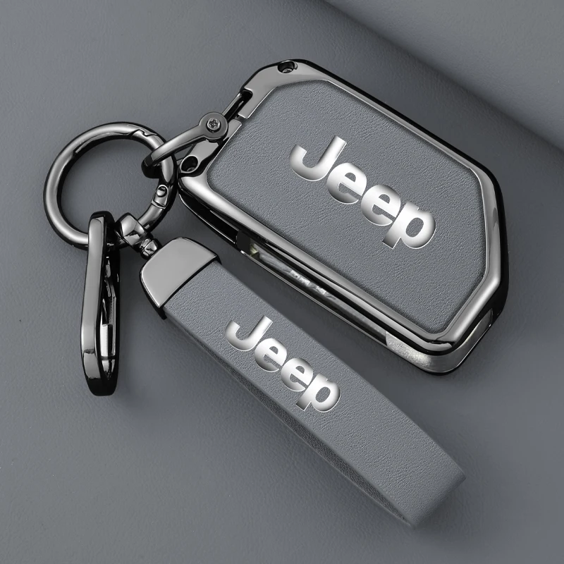 Funda de cuero y aleación de zinc para llave de coche, compatible con Jeep Gladiator JT Sahara JLU Wrangler JL Rubicon 2018 2019, accesorios para auto.