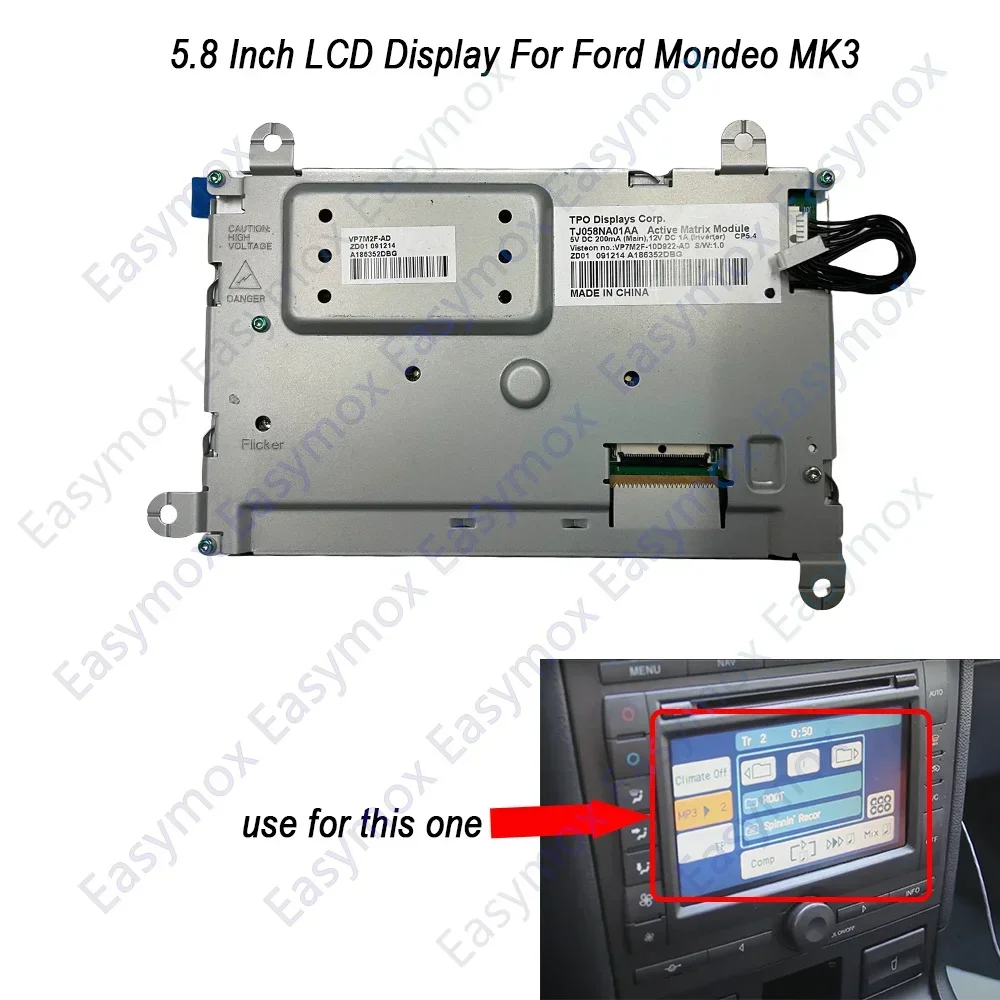 

5.8" TFT LCD Display TJ058NA01AA LTL582T-9161-2 for Ford Mondeo MK3 2007-2013 DVD Navigation Audio Sat Nav 3M5F-18C821-DD