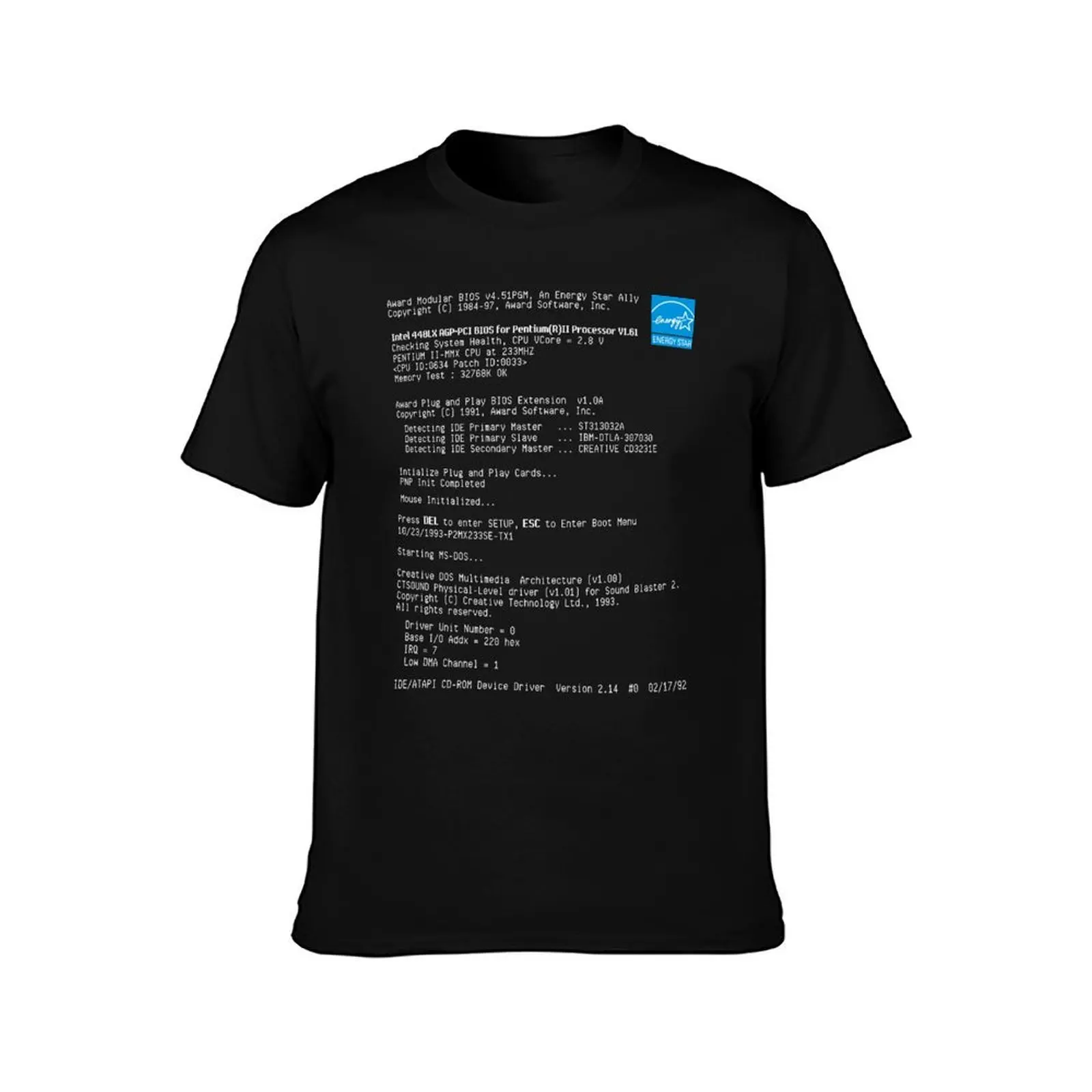 Retro Computer Boot Screen T-Shirt, Summer Casual Cotton Tee, Oversized Streetwear Tops, Vintage Graphic Print, Unisex Men Women
