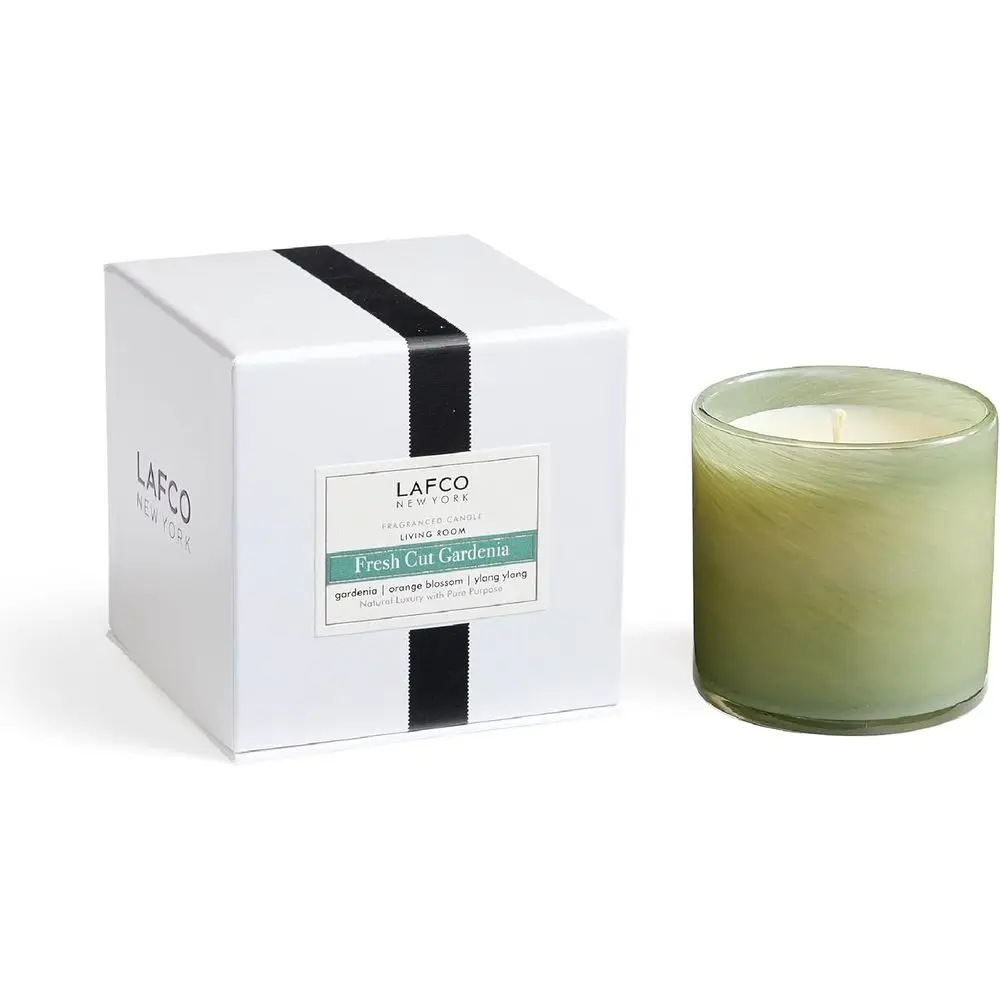 

6.5 oz Refillable Hand Blown Glass Gardenia Candle - 50-Hour Burn Time, Made in USA