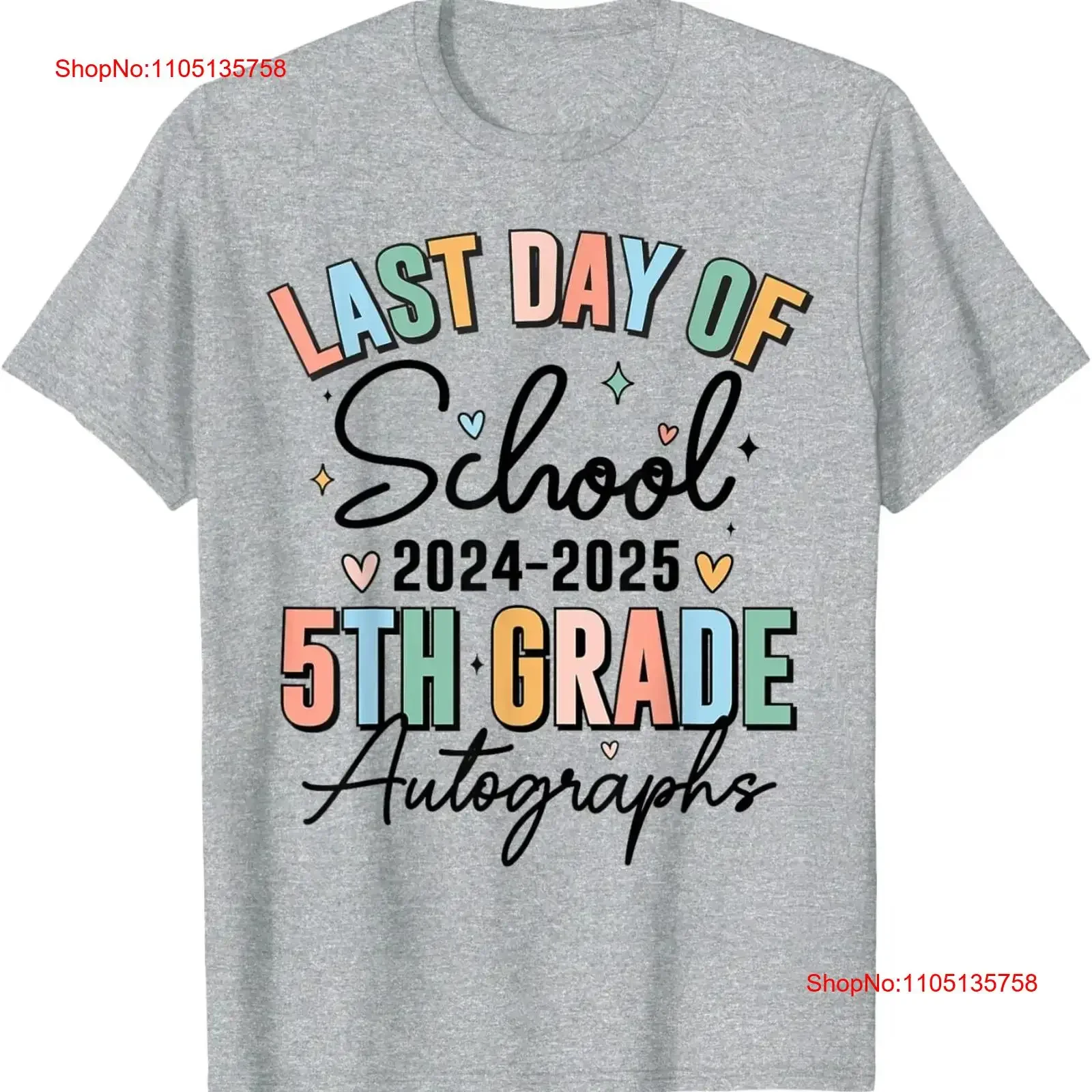 Last Day of School Autograph 5th Grade Graduation Boys Girls T Shirt  vintage Washed Unisex Stretched Stylish Breathable