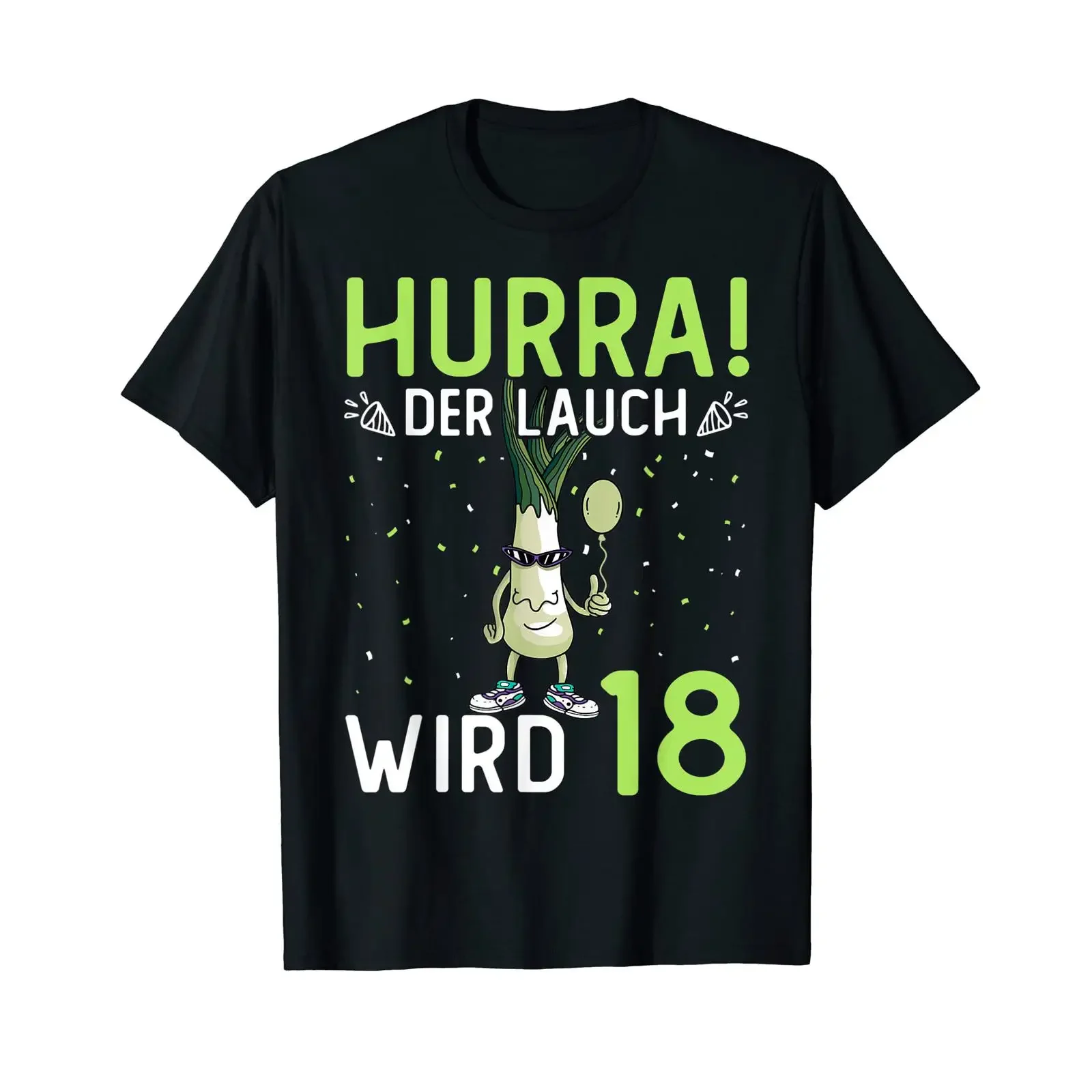 Men's 18th Birthday Saying Hurray the leek is turning 18 T Shirt black vintage Washed homme streetwear Slightly Comfortable