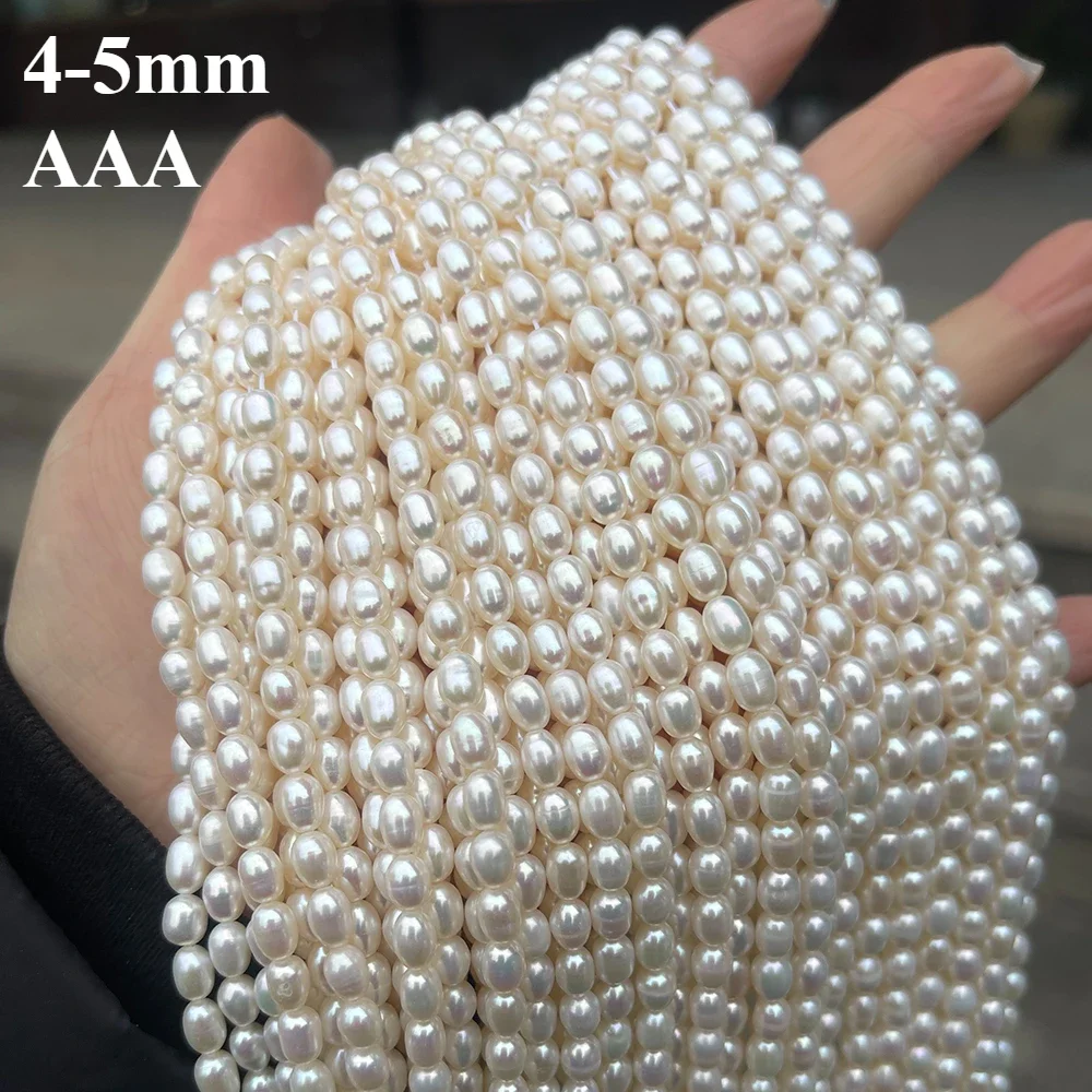 

4-5mmA AA Natural Freshwater White Pearl Rice Shape Bead Christmas Gift for Women Jewelry Make DIY Necklace Bracelet Accessories