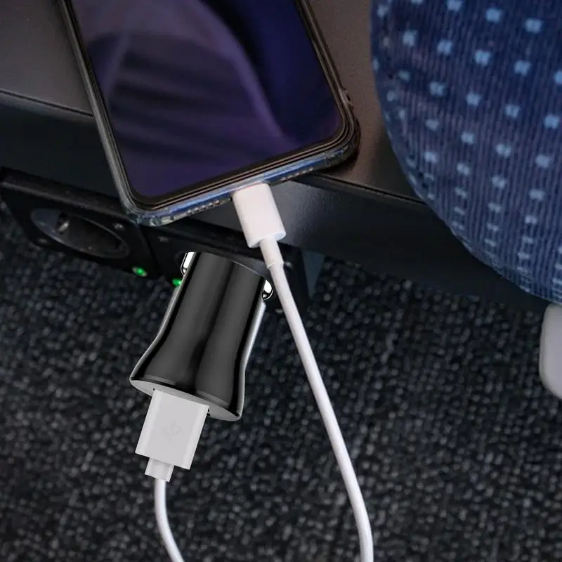 12W USB-autolader Type C Snel opladen Telefoonadapter voor telefoon Tablet Oortelefoon Oplader Auto-adapteraansluiting Voertuigoplader