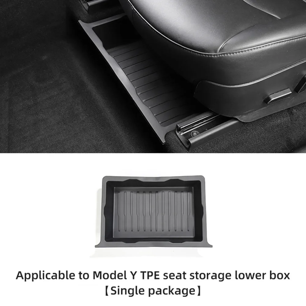 

Car Under Seats Storage Box Organizer Trays Case Drawer For Tesla Model-Y 2017-2023 TPE 40x12x27cm Interior Accessories