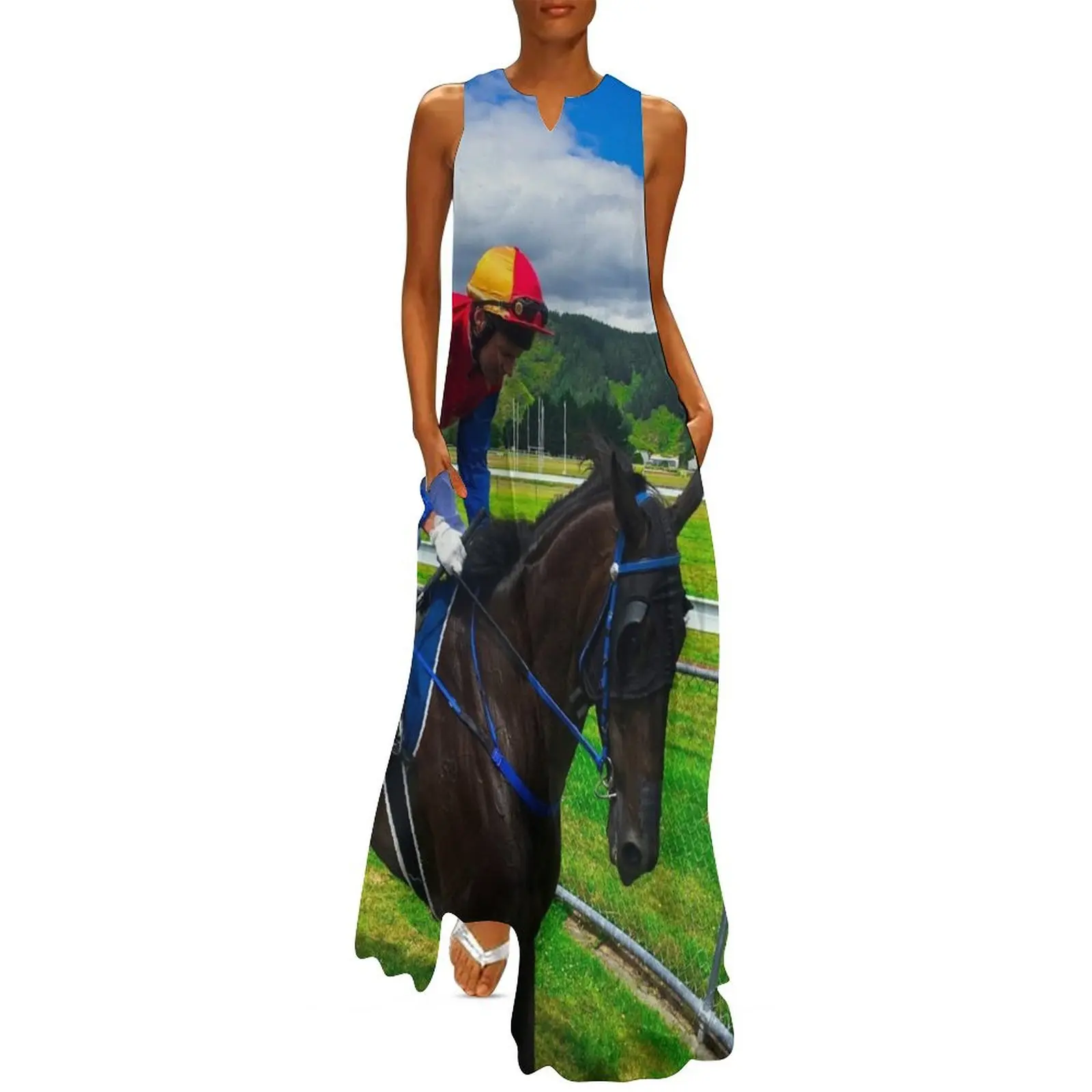 Jockey On A Race Horse Long Dress Cocktail of dresses elegant women's sets Dress