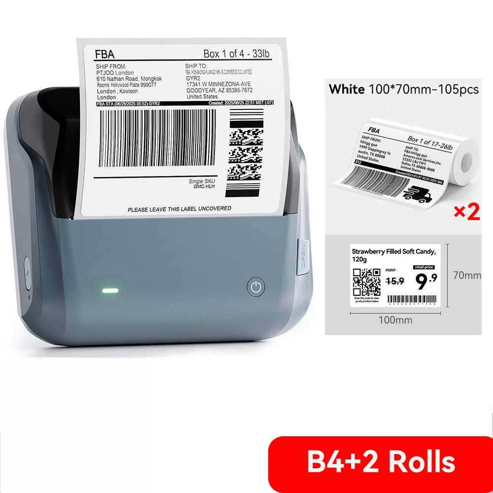 Niimbot B4 Thermische Labelprinter Groot Formaat 20-110mm Printbreedte Label Sticker Machine Verzendlabel Zakelijk Kantoorgebruik