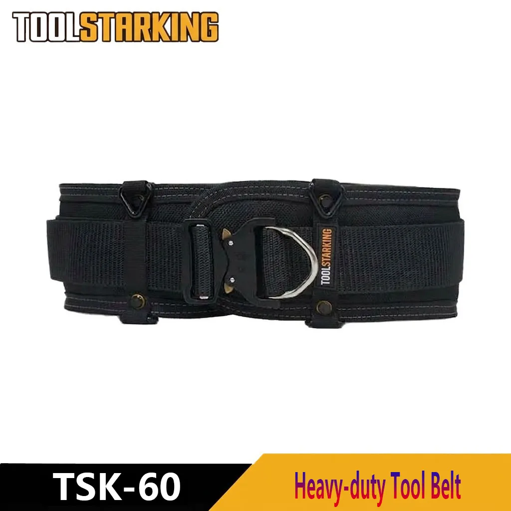 TOOLSTARKING Heavy Duty Tool Belt Quick Lock Metal Buckle Thickened Widened Adjustable Working Belt Waist Support Construction