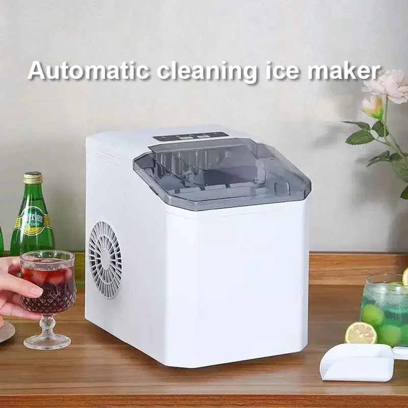 110V 220V Electric Ice Maker Automatic Cleaning Bullet Ice Making Machine For Coffee Store Bar 12KG/24Hours 1.3L Water tank