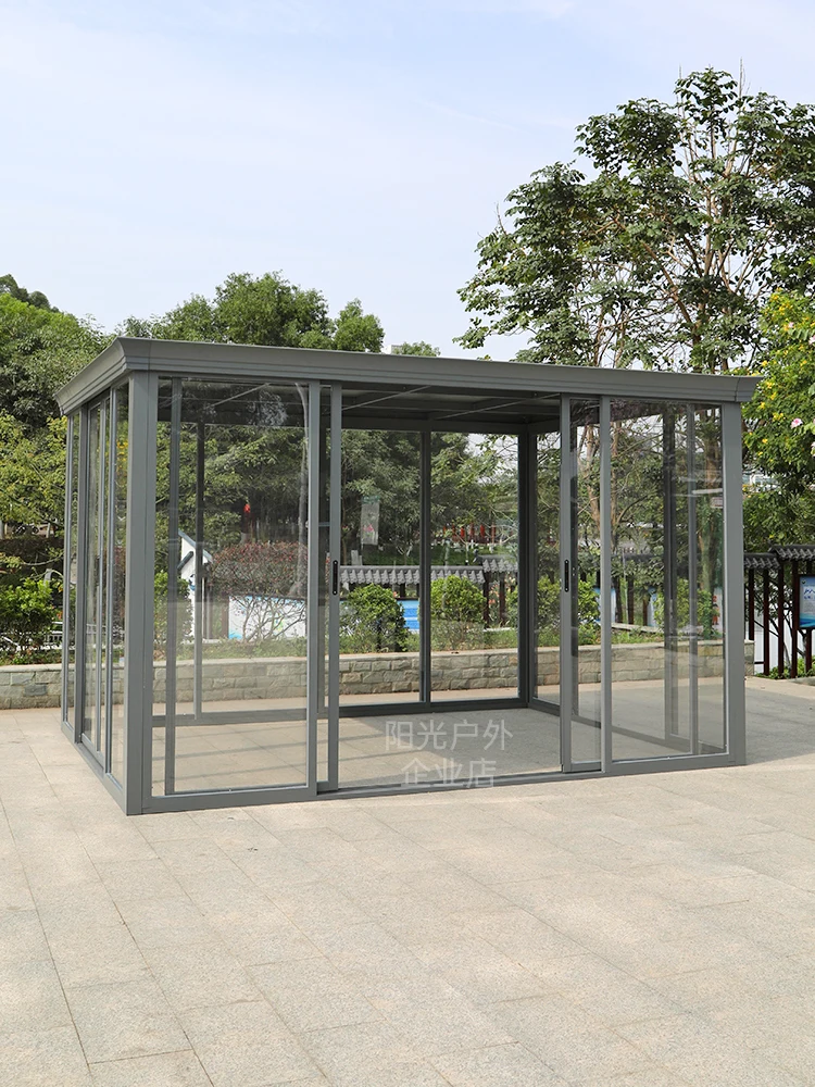 Outdoor Aluminum Alloy Glass Sun Room, Gazebo transparente, simples e moderno, Jardim, Terraço, Varanda