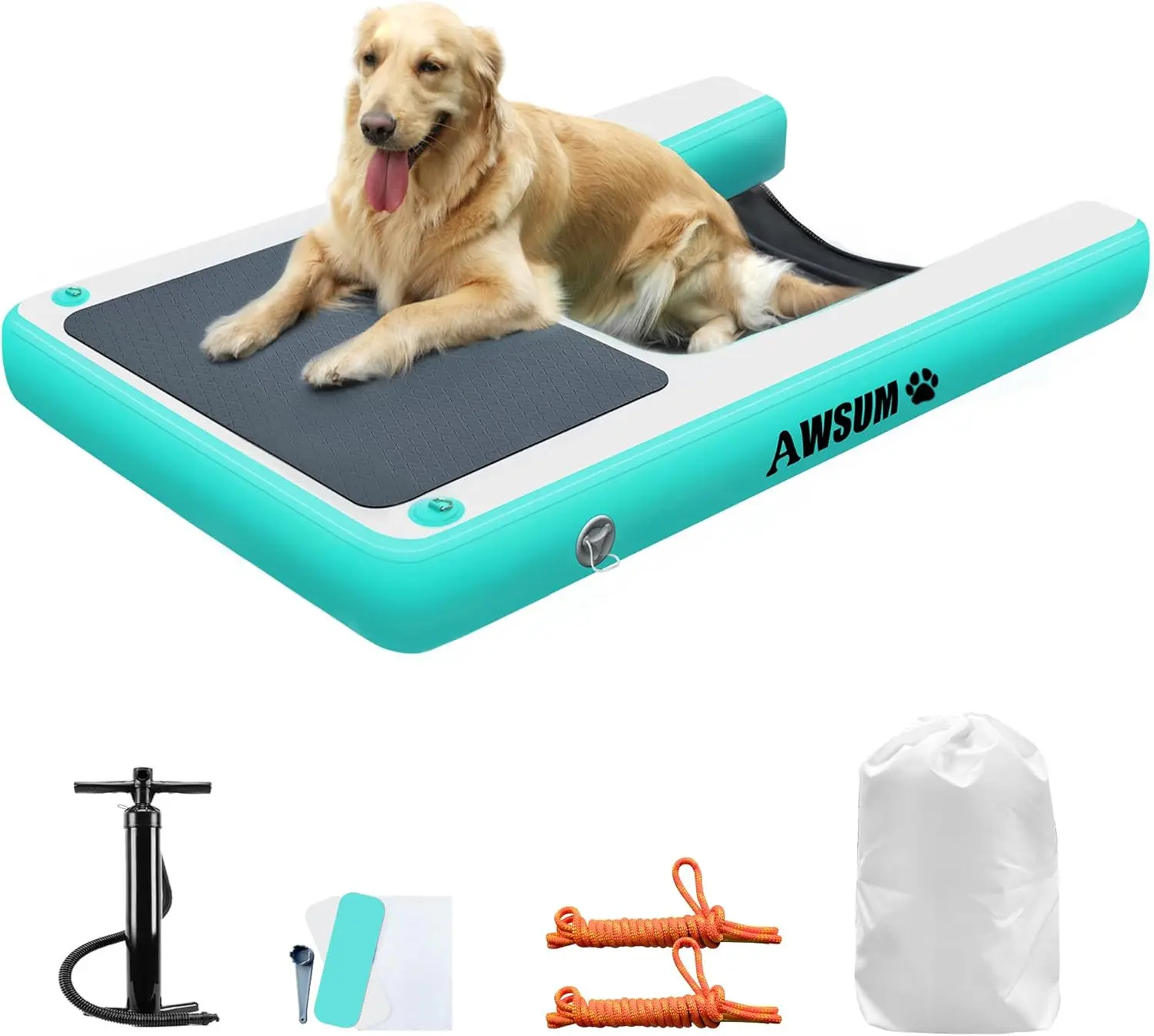 Inflatable Dog Water Ramp Pool Float Floating Ramps for Dogs On Water Ladder Steps Ideal for Pools, Lakes, Boats and Docks