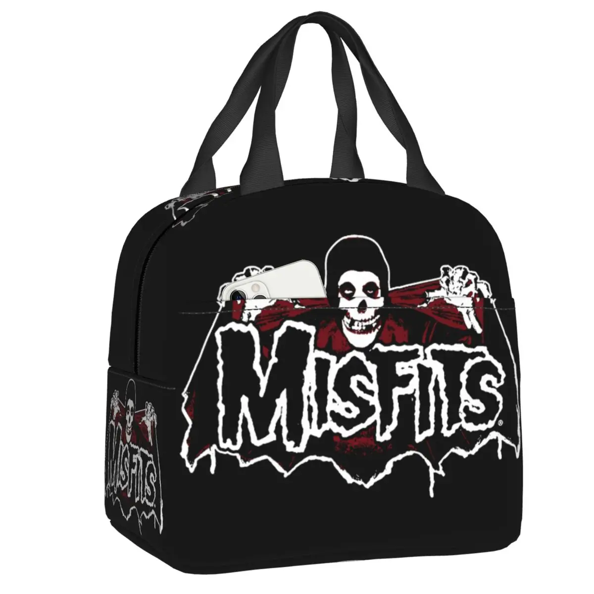 Horror Punk Rock Misfits Skull Lunch Bag Women Cooler Thermal Insulated Lunch Box for Student School Work Picnic Food Tote Bags