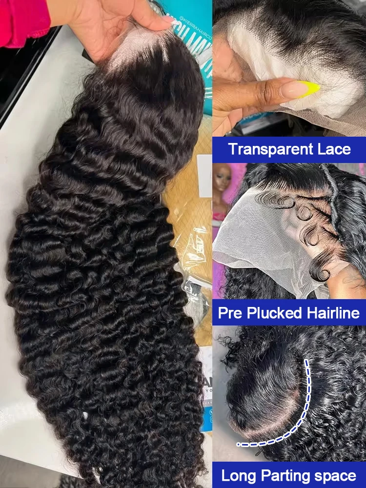 Malaysia Virgin Raw Wet and Wavy Human Hair Wig Preplucked Hairline Bleached Knots Transparent Hd Lace 300% Density Water Wave Full Lace Frontal Wig Bouncy Jerry Culry Human Hair Glueless Wig 40 42 In image 5