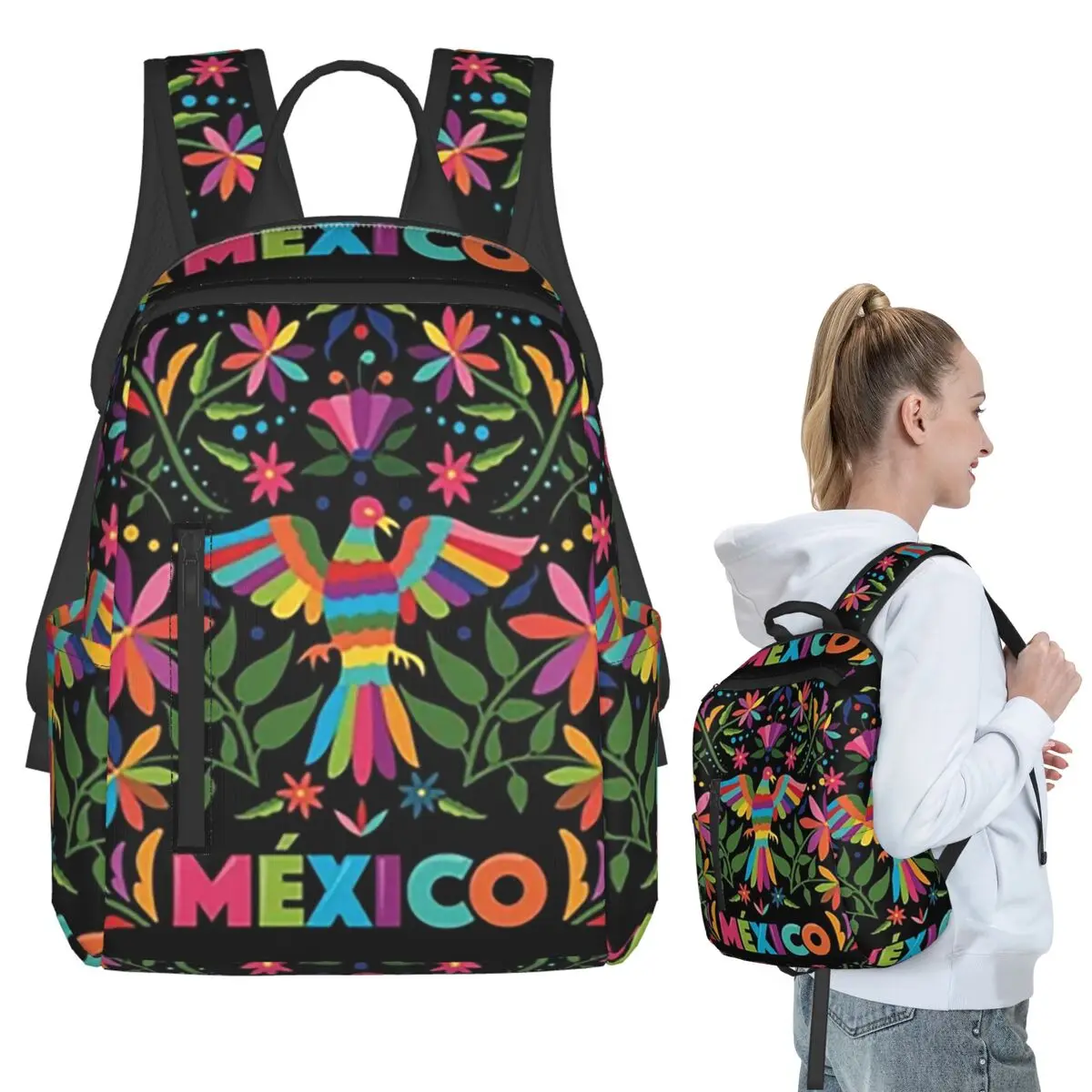 Colorful Mexican Traditional Pattern Backpack Student BookBag Boys Girls School Bag Laptop Shoulder Bags Men Women
