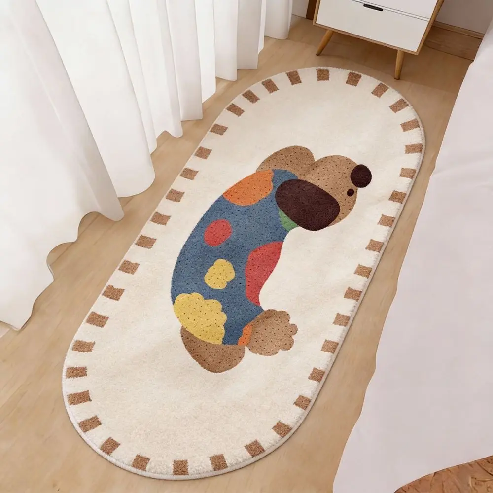 VIKAMA Cute Animal Wool-Like Carpet for Bedroom Soft Cushion for Bedside Popular in Living Room Best for Cleaning Home Decor Rug
