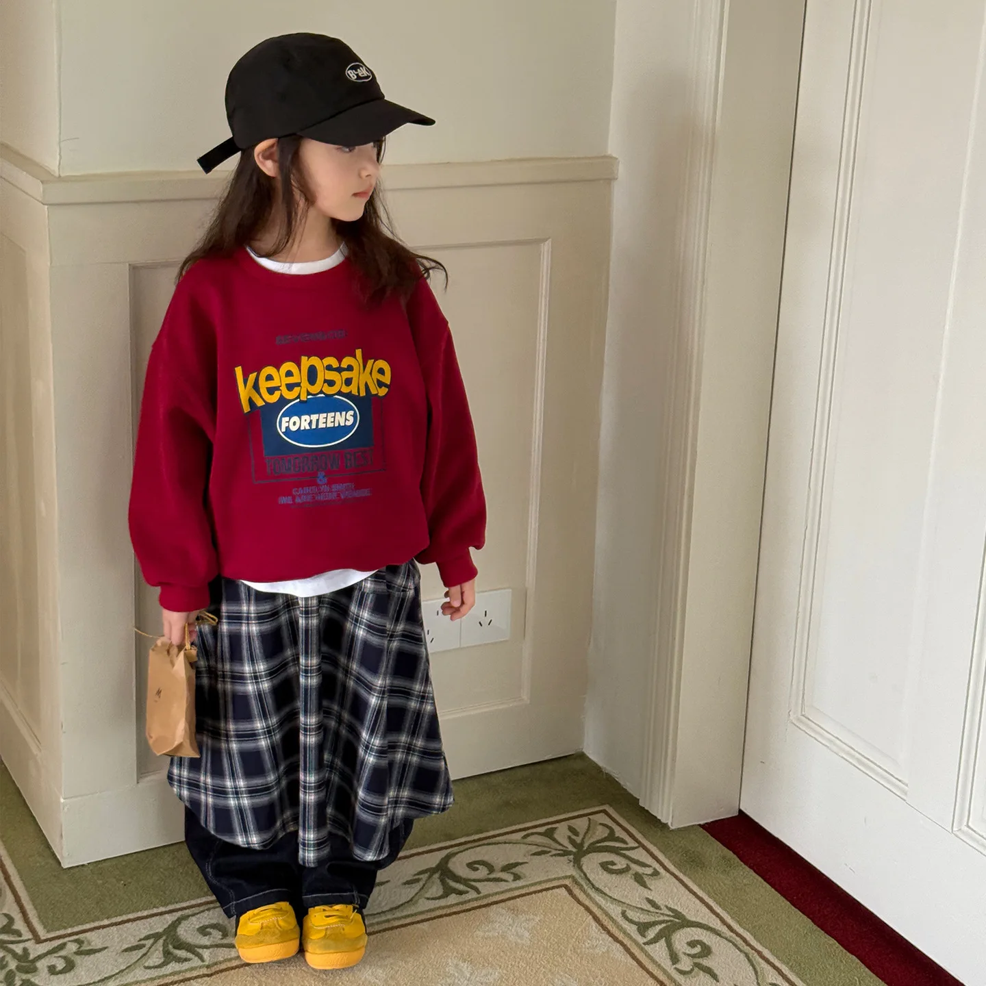 

2025 Winter New Children Fleece Sweatshirt Letter Print Girls Warm Pullover Plus Velvet Thick Kids Boys Loose Casual Sweatshirts