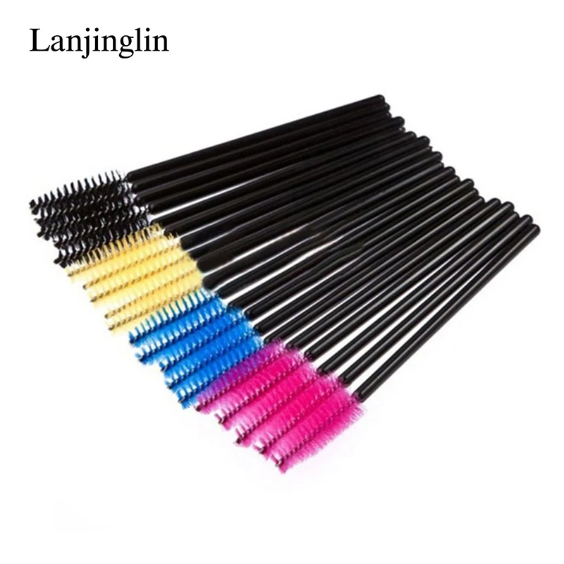 Lanjinglin 50 Pcs Eyelash Brushes Disposable Eyebrow Brush Mascara Wand Applicator Eye Lashes Brush Eyelash Extension Tools