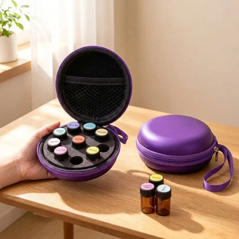 10 Bottles Capacity Essential Oil Storage Box 1-2ML Bottle Hard Shell Travel Essential Oil Case Dust-proof Shockproof
