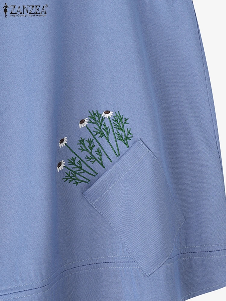 ZANZEA Moda Ricamo floreale Top Donna Senza maniche Carro armato Top 2025 Tees Tasche Estate Casual Allentato Camis Coreano Dolce Camicie