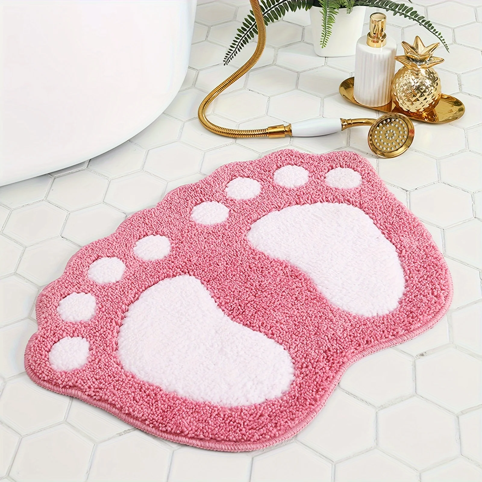 1pc Foot Shaped Mat, Bathroom Rugs, Water Absorbent Non-Slip Mat For Bathroom, Shower Room Soft Microfiber Machine Washable Floo