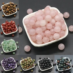 Natural Stone No Holes Round Beads Rose Quartzs Loose Spacer Beads For Jewelry Making DIY Bracelet Handmade 8/10/12/16/20 mm