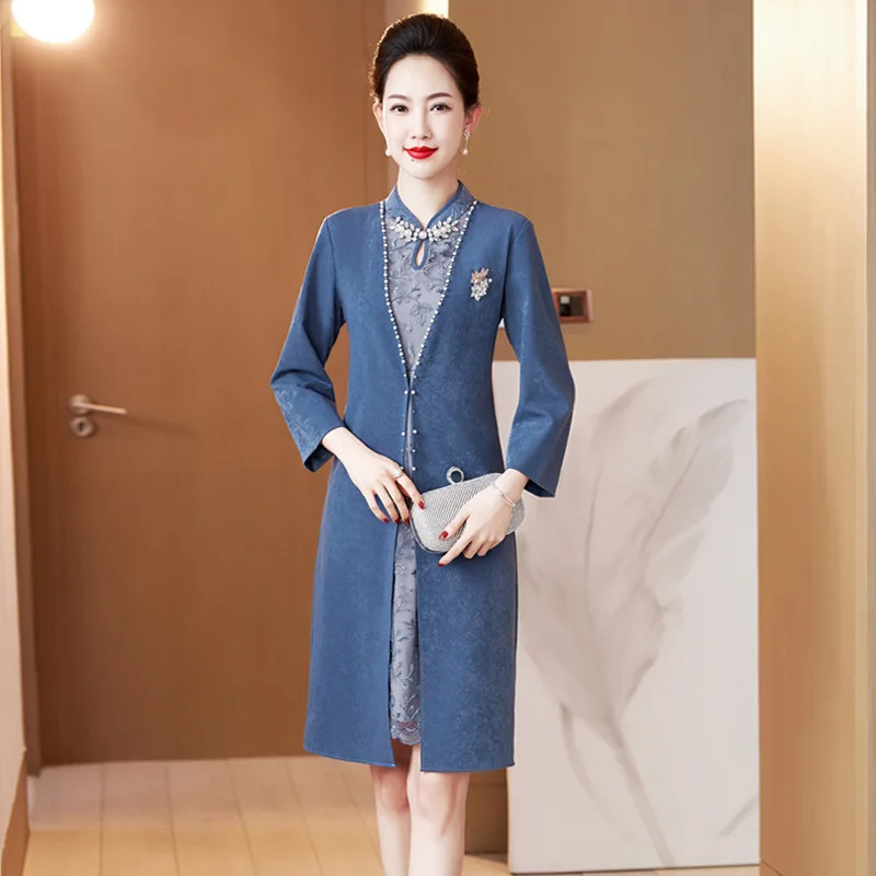 

Yourqipao 2023 Autumn Chinese Wedding New Mother Of The Bride Dresses Cheongsams Skirt China Wedding Party Guest Dresses