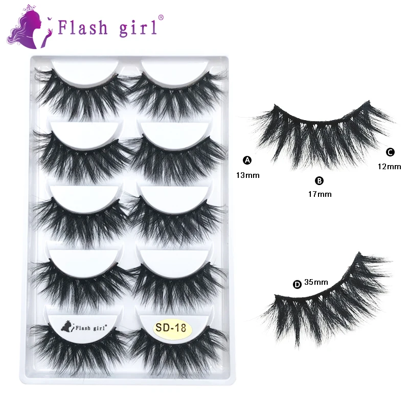 5 pairs/piece Multi-layer Self adhesive flexible Black cotton Band mink Falsle eyelashes extention wtih Personlized