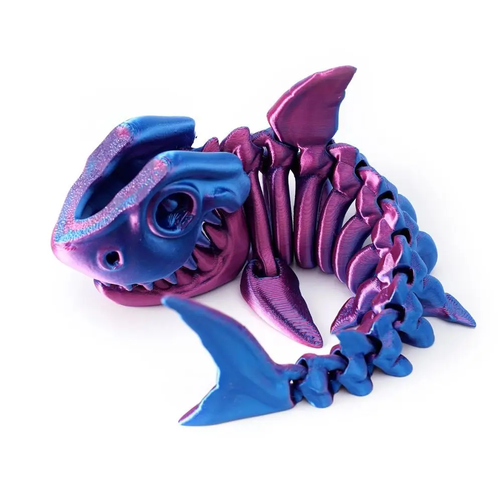 

PLA Plastic 3D Printed Shark Bones Model 5 Colors Movable Shark Bones Desktop Ornaments Multi-jointed Articulated Fidget Toy