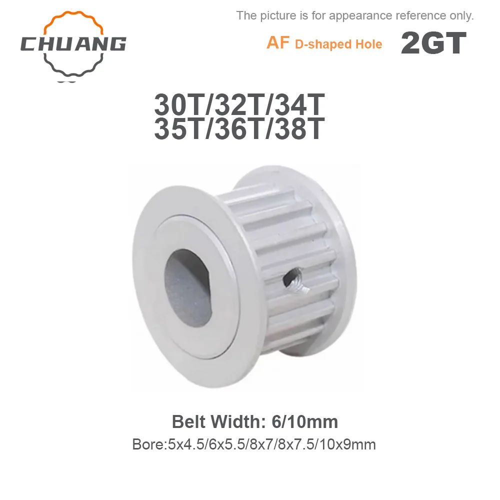 2GT D Hole Timing Pulley 30T/32T/34T/35T/36T/38T Synchronous Wheel Bore 5x4.5/6x5.5/8x7/8x7.5/10x9mm for Belt Width 6mm/10mm 2GT