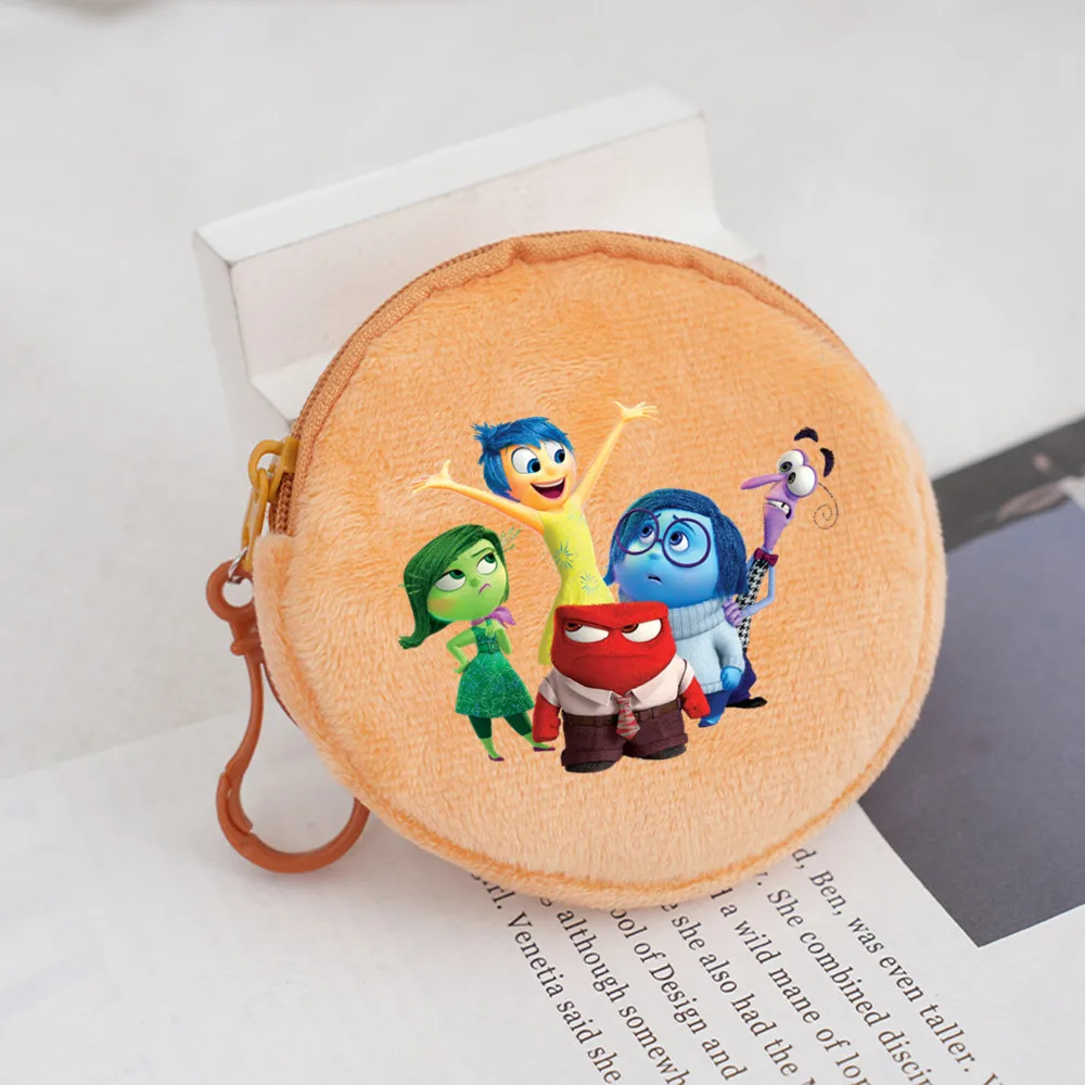 Disney Inside Out 2 Cartoon Figure Joy Anger Disgust Sadness Anxiety Embarrassment Money Bag Wallet Holder Charm Coin Purses