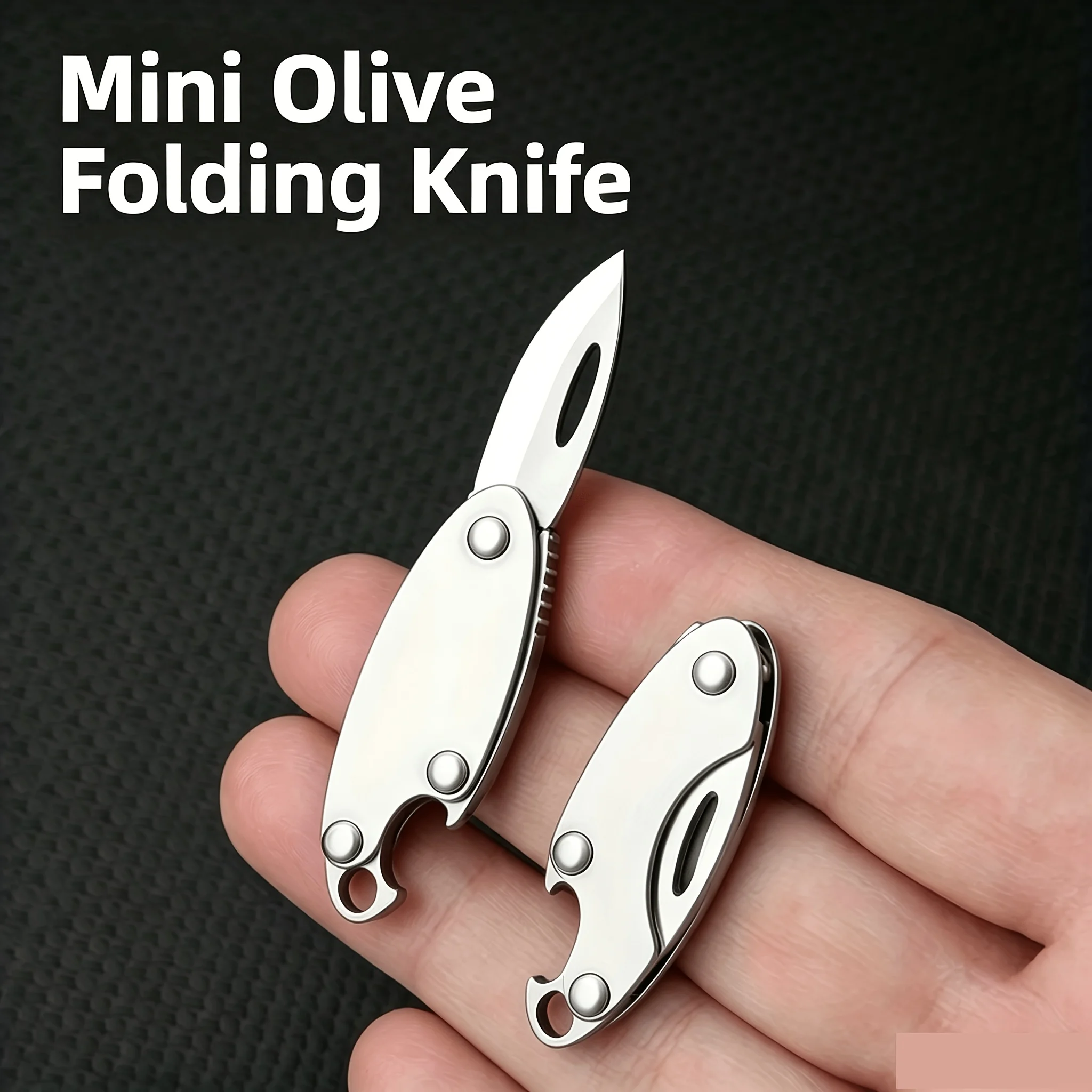 Mini Stainless Steel Folding Knife with Bottle Opener  Portable EDC Pocket Knife Outdoor Camping Box Cutter Multi‑Tool