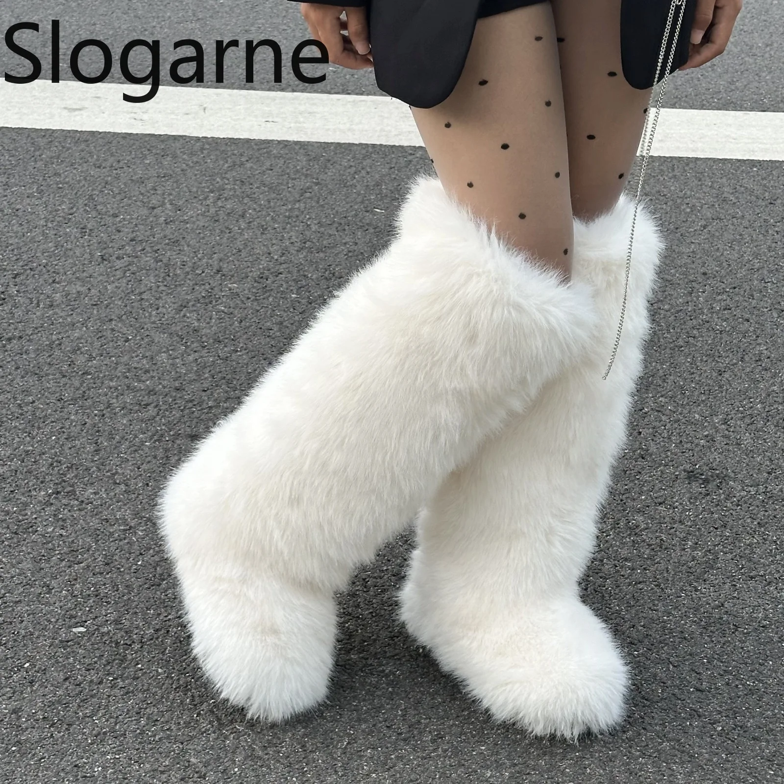 2026 neue Jahr Geschenke für Damen Dicke Fuchs Pelz Stiefel Frauen Sexy Faux Pelz Kniehohe Schnee Stiefel Winter Warm Halten Schuhe Drop verschiffen