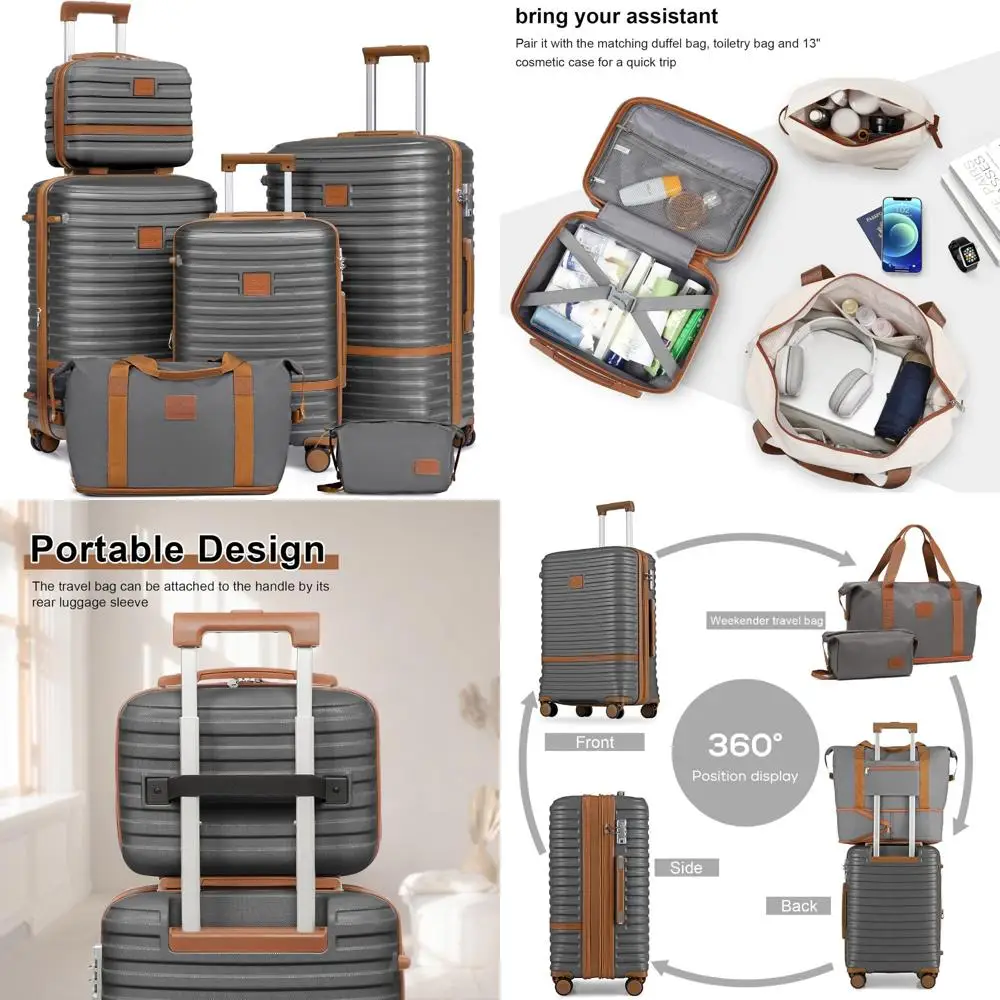 

3 Piece Spinner Suitcase Set with Expandable Hardside, TSA Lock, Travel Luggage in Grey with 13/20/24/28 Inch Options