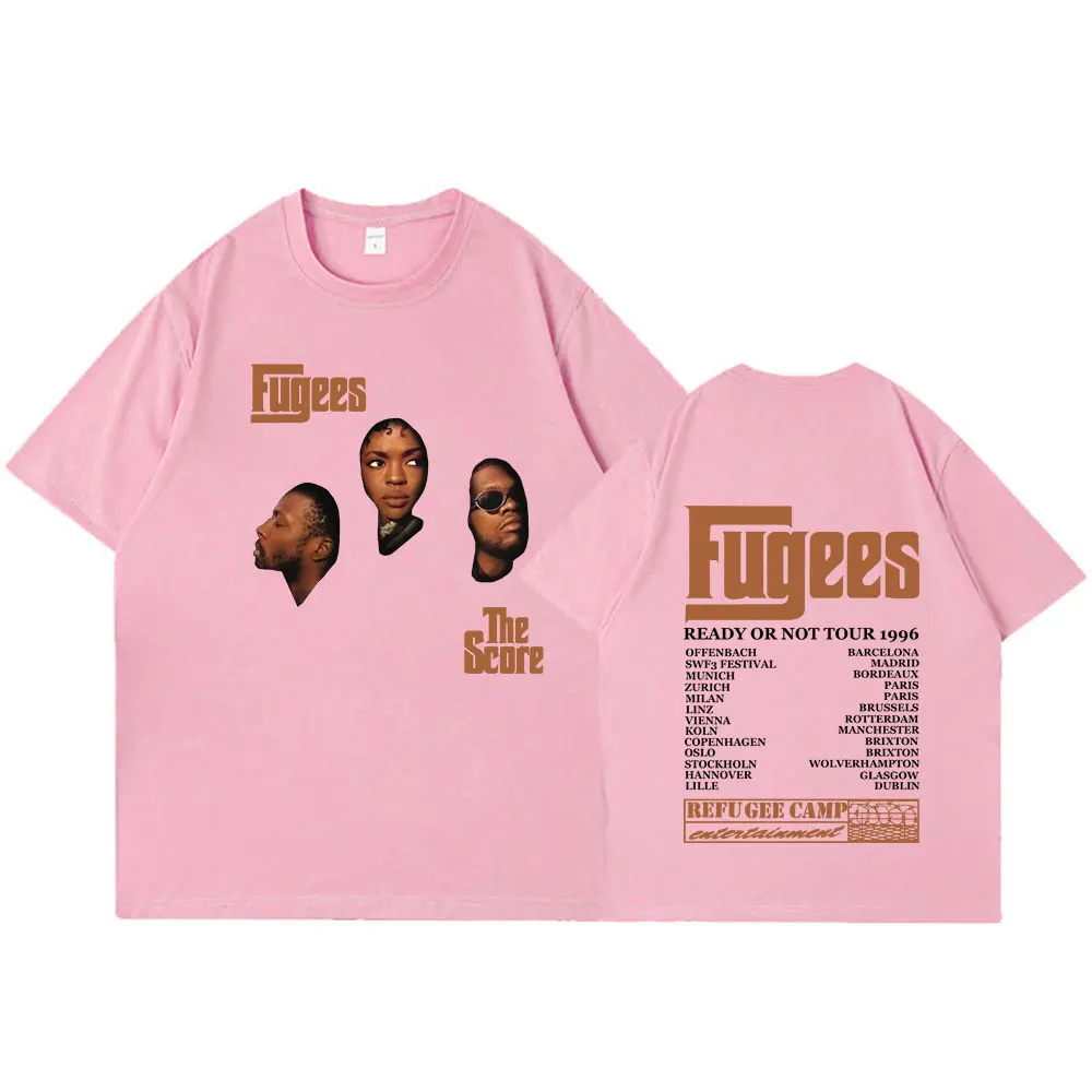 Hip Hop Band The Fugees Score Ready or Not Concert Tour 1996 Oversize T-Shirts Fashion Men\'s Short Sleeve T Shirt Streetwear