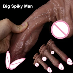 Super Big Spiky Man Penis Realistic Dildo Adult Shop Silicone Dick With Suction Cup Anal Sex Toys For Woman G-spot Masturbation