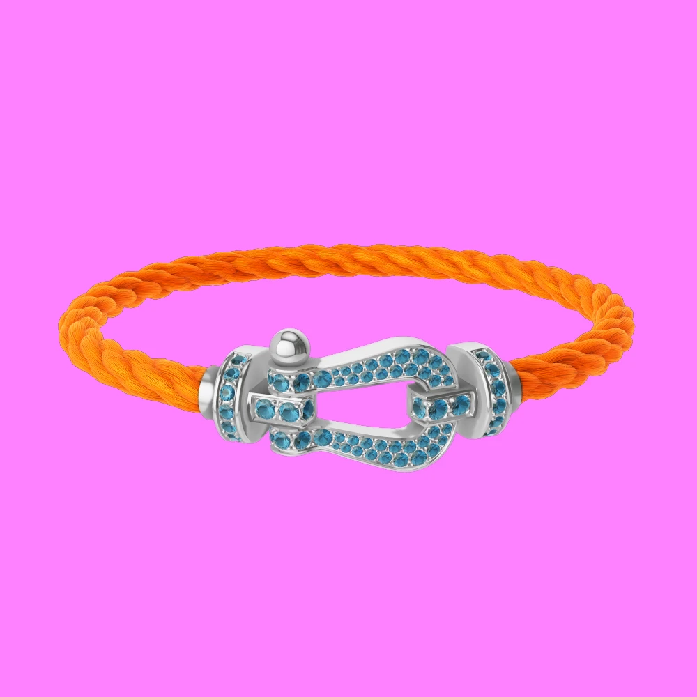 

LIEI New 925 Silver pink Grey orange Nylon Big Colorful Zircon Bracelet Female Daily Wear Party Gifts Luxurious Couple Jewelry