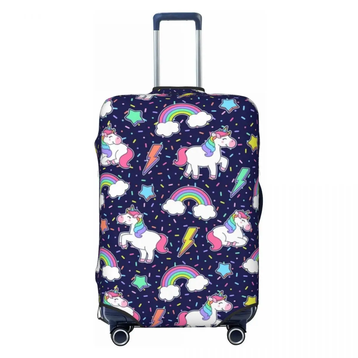 Funda de maleta con dibujos de unicornios, Protector de equipaje práctico para viaje, estrella, trueno, arcoíris