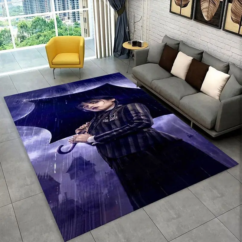 Classic W-Wednesday TV Non-Slip Area Rug for Living Room,Bedroom,Playroom,Soft Carpet Floor Mat Home Decor Rug  Room Gift