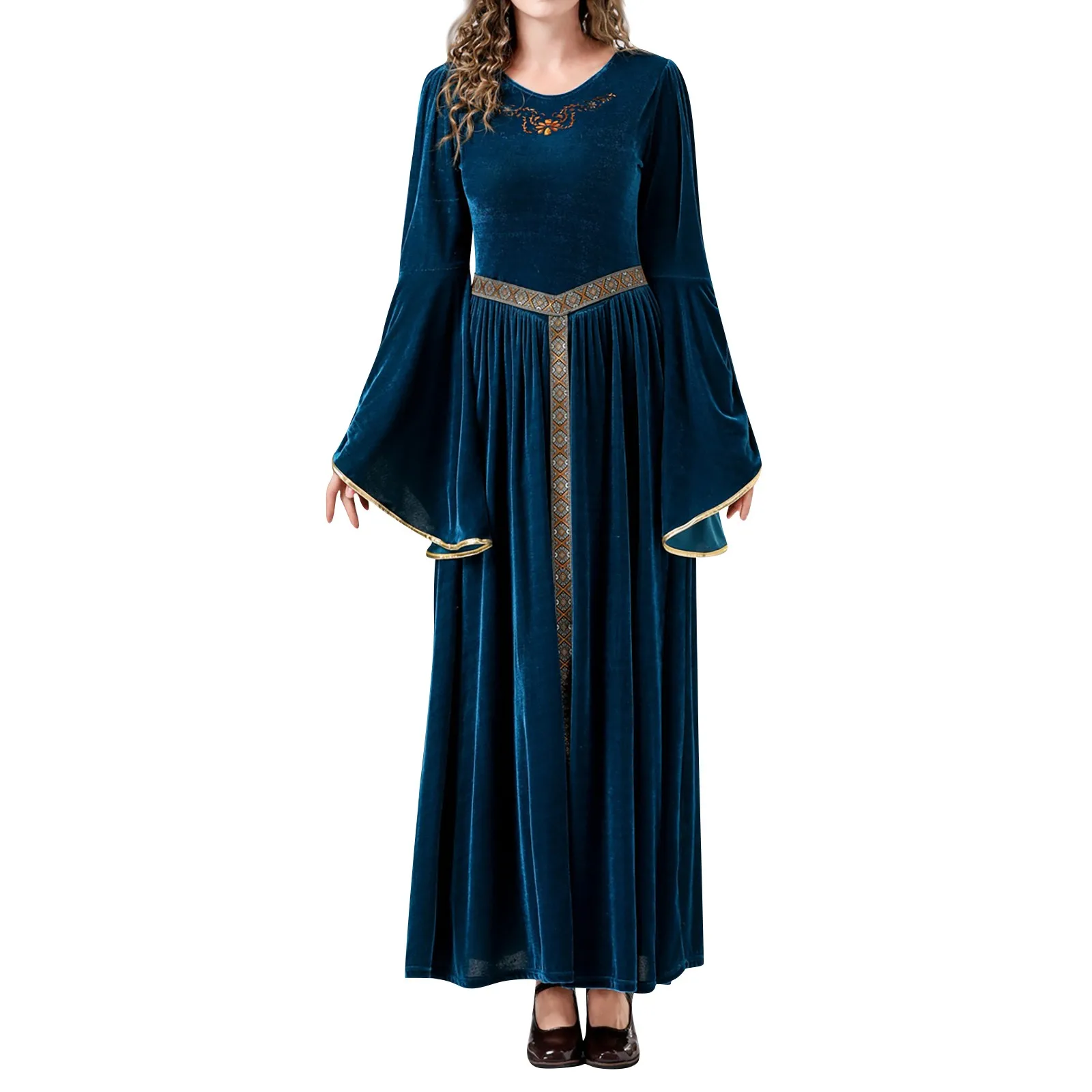 Frauen Vintage mittelalter lichen Kostüm Kleid Korsett Taille Retro Renaissance Maxi kleid Knöchel langes Kleid Halloween Cosplay Kleid